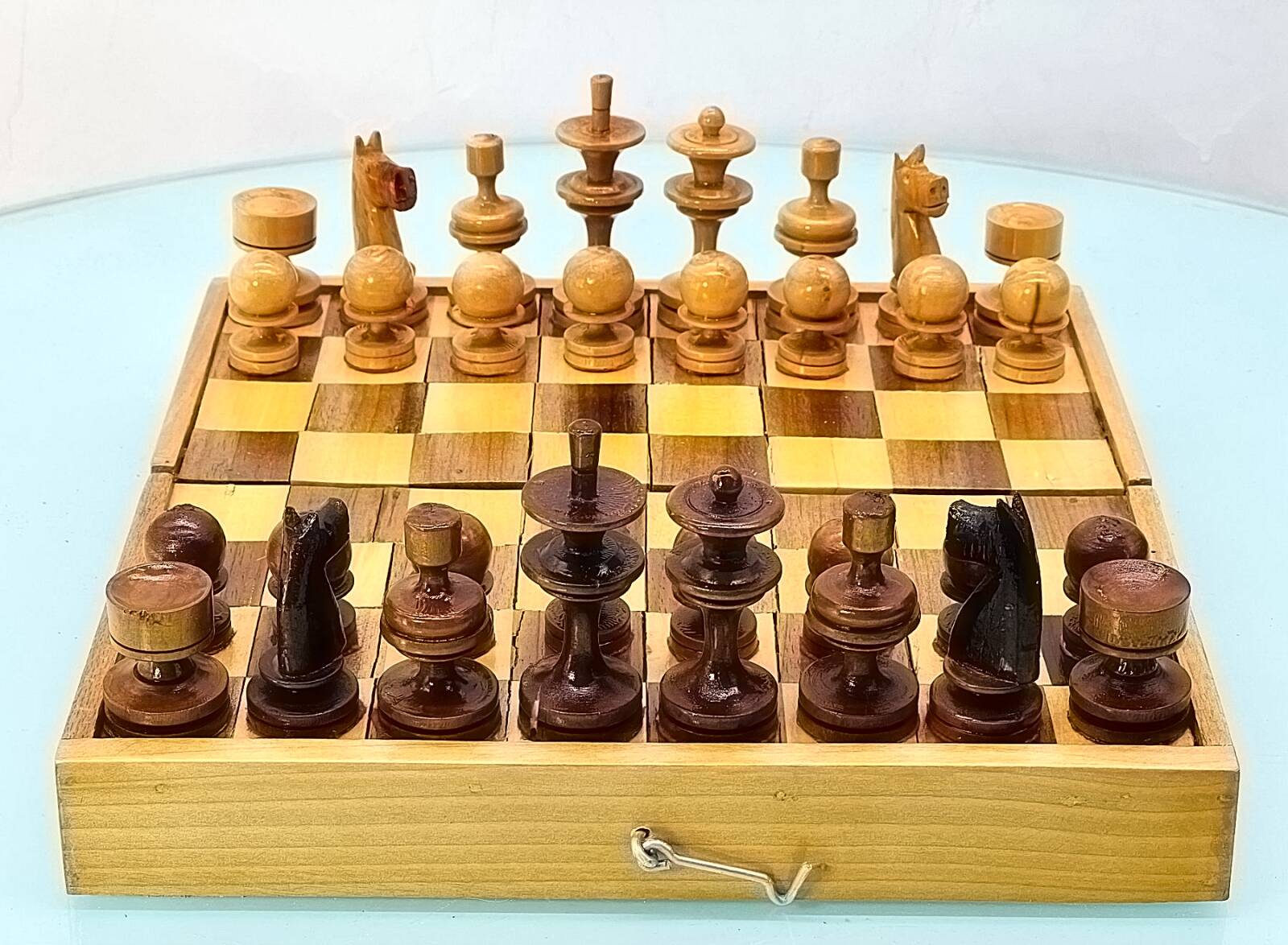 Jeu d'échecs en bois de style art déco