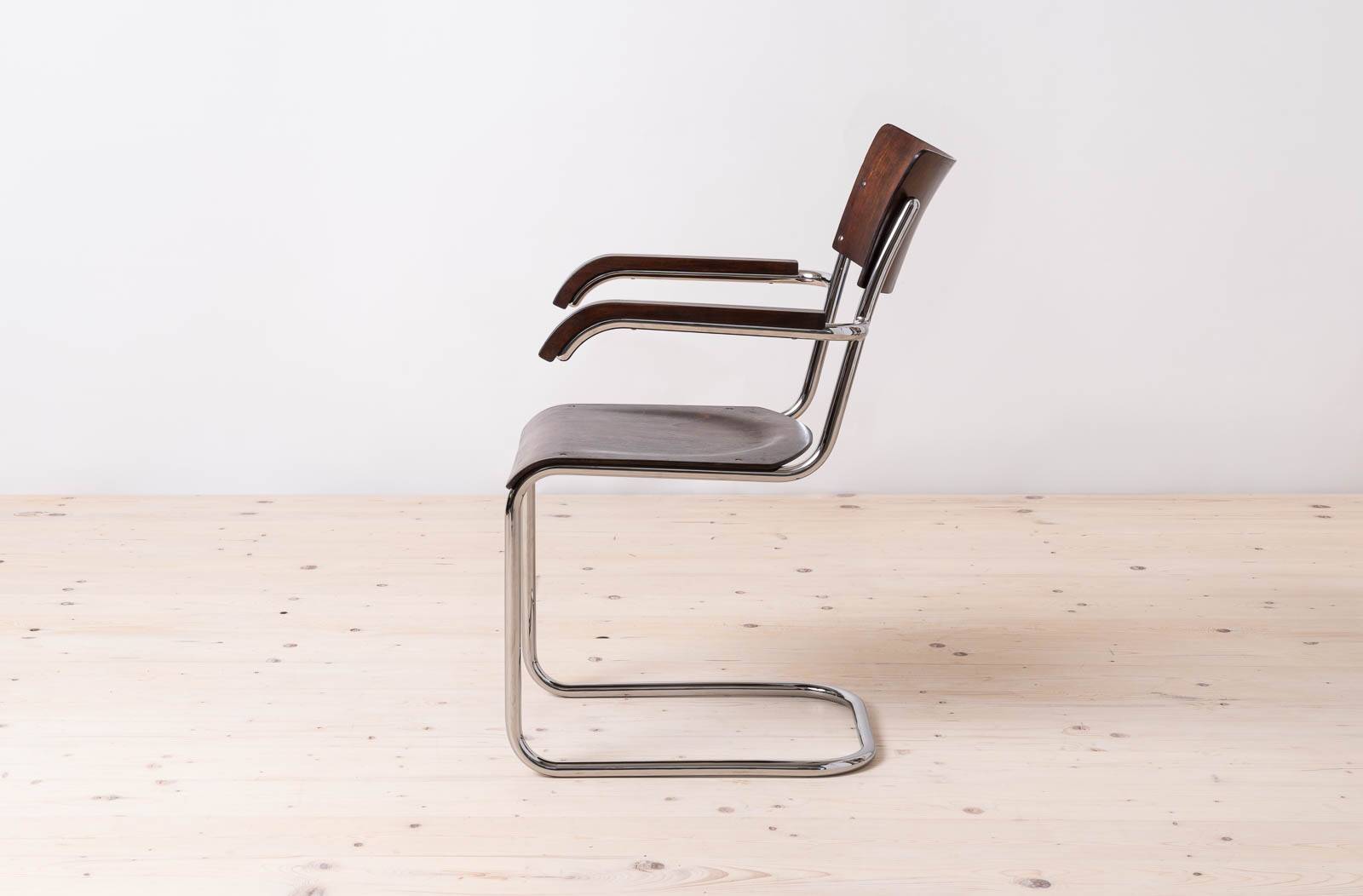 Set of 4 Bauhaus Dining Chairs, designed by Mart Stam, Tubular Steel Base