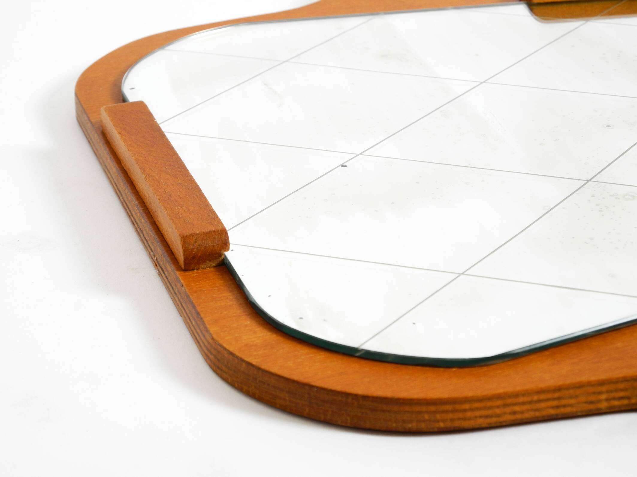 1930s Wall Mirror, Teak and Plywood, Abstract Design, Germany
