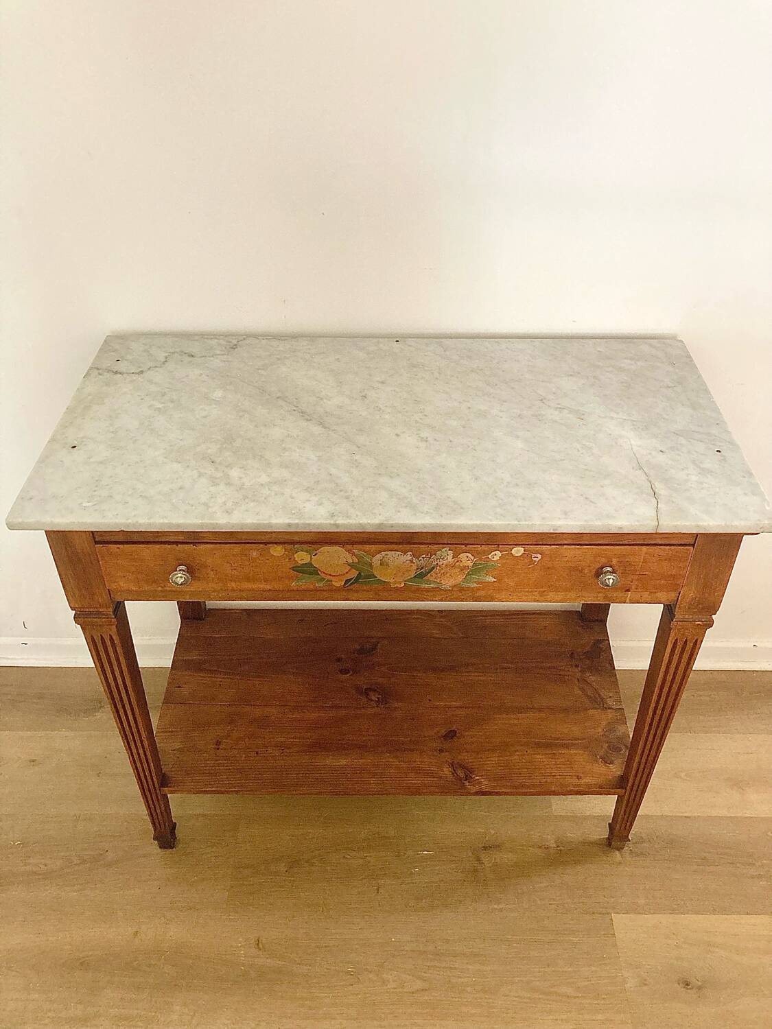 Wooden and marble console table