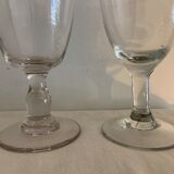 8 old blown and different foot wine glasses