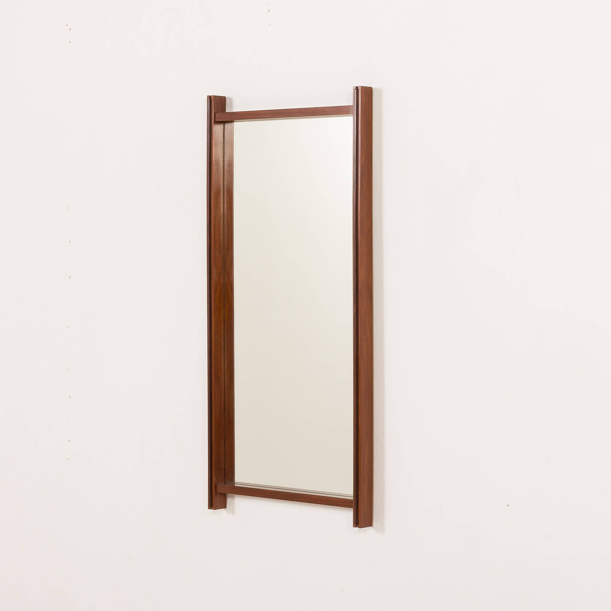 Italian mid century XL teak mirror, 1970s