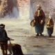 Huge oil painting on canvas Dutch school winter landscape 164x132