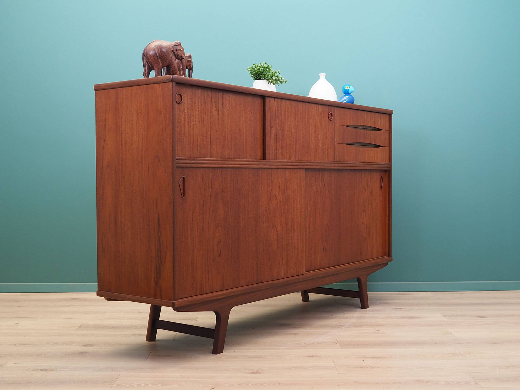 Teak highboard, Danish design, 1960s, production: Denmark