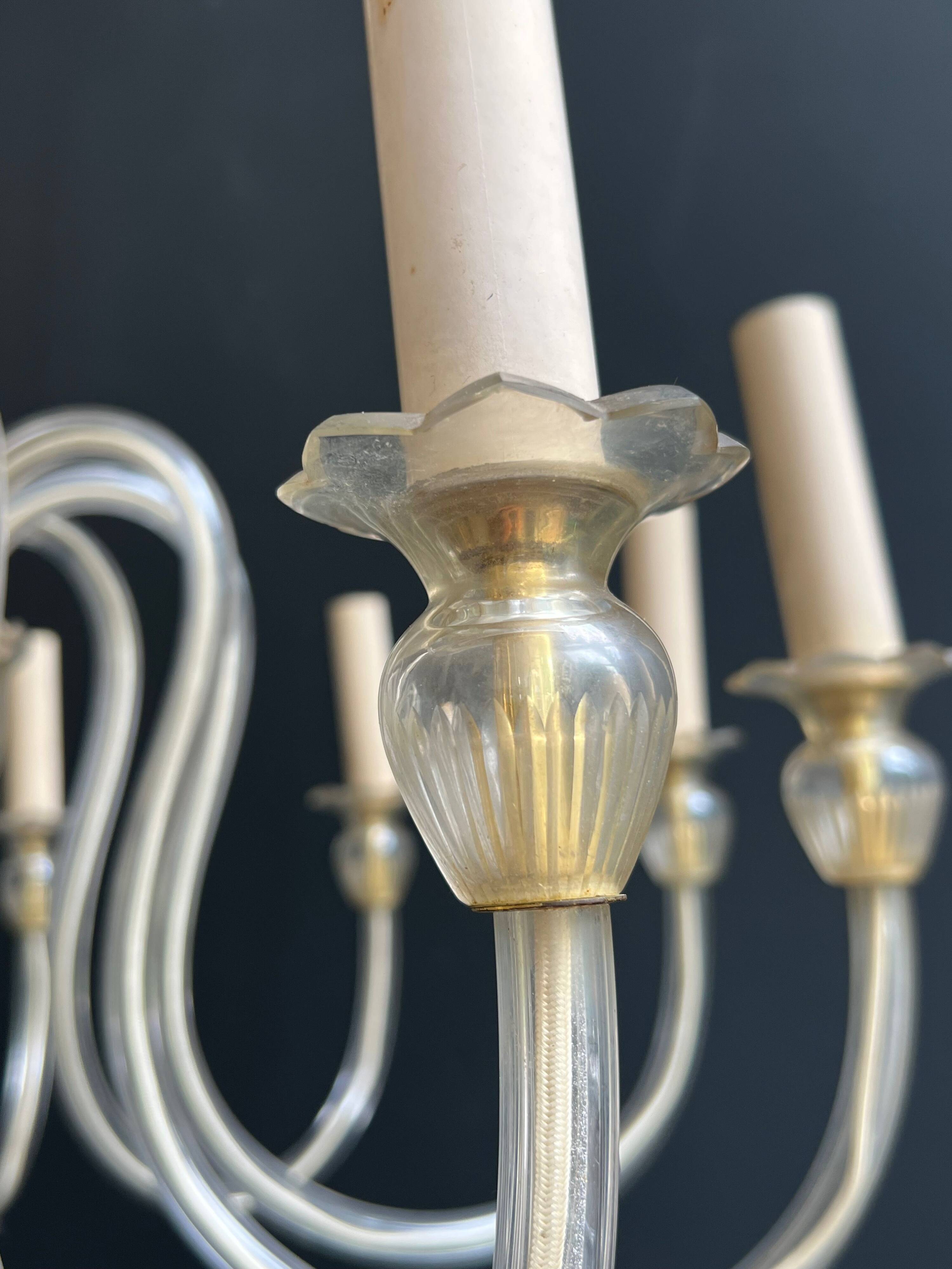 Lustre en cristal de Murano à 10 bras de lumière, travail italien, vers 1970
