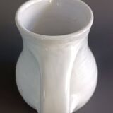 Vintage white glazed ceramic pitcher signed