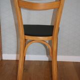 2 chaises Baumann N°19 hêtre clair skai noir