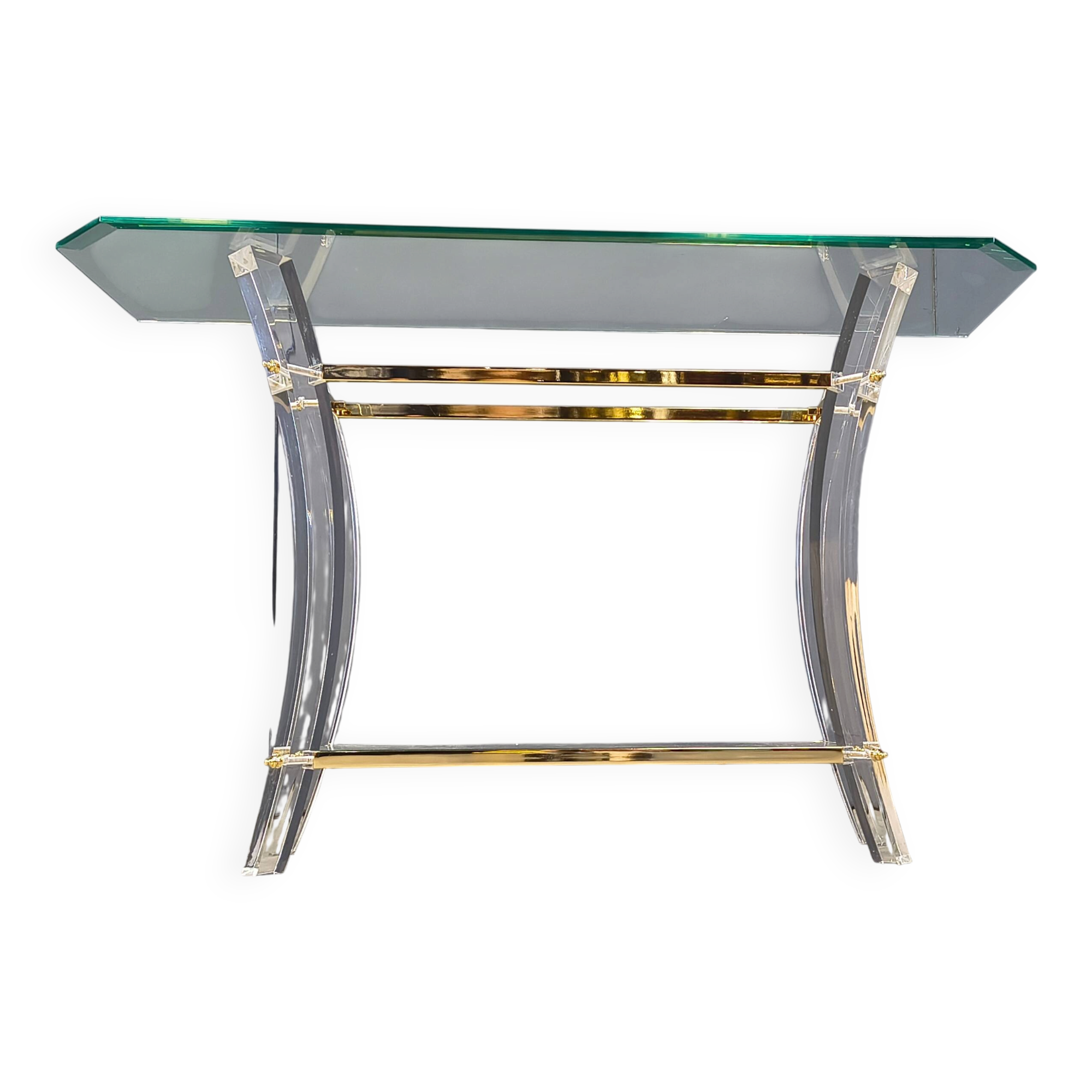 Brass and lucite console table, 1970s