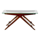 Table basse italienne en acajou, laiton et verre