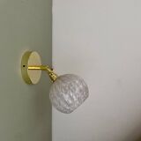 Applique tulipe vintage en verre de Clichy blanc