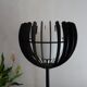 Design flower lamp 80's black metal - chromed metal globe ball - 55,5 cm