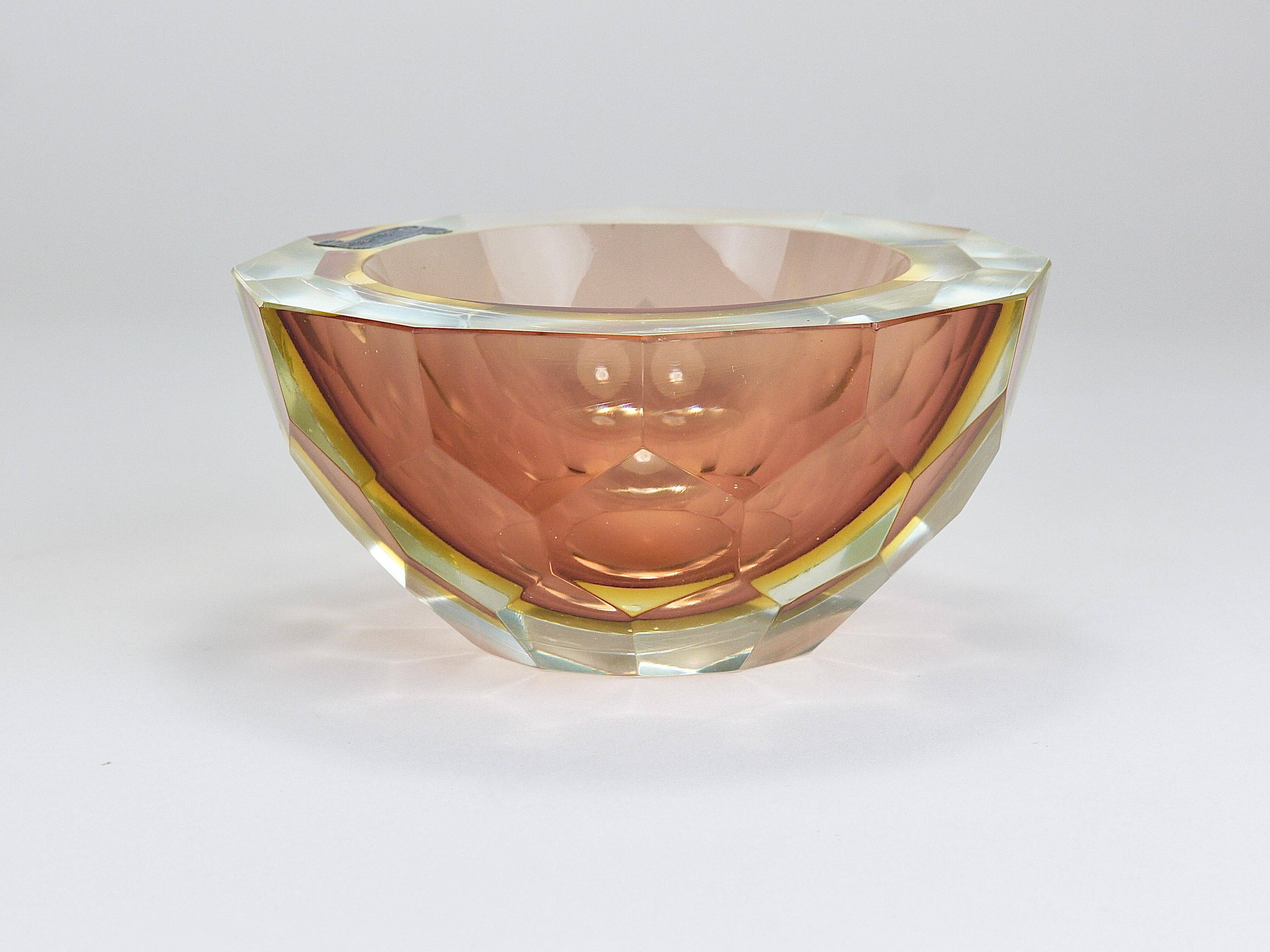 Large Faceted Murano Glass Bowl for Caviar, Italy, 1960s