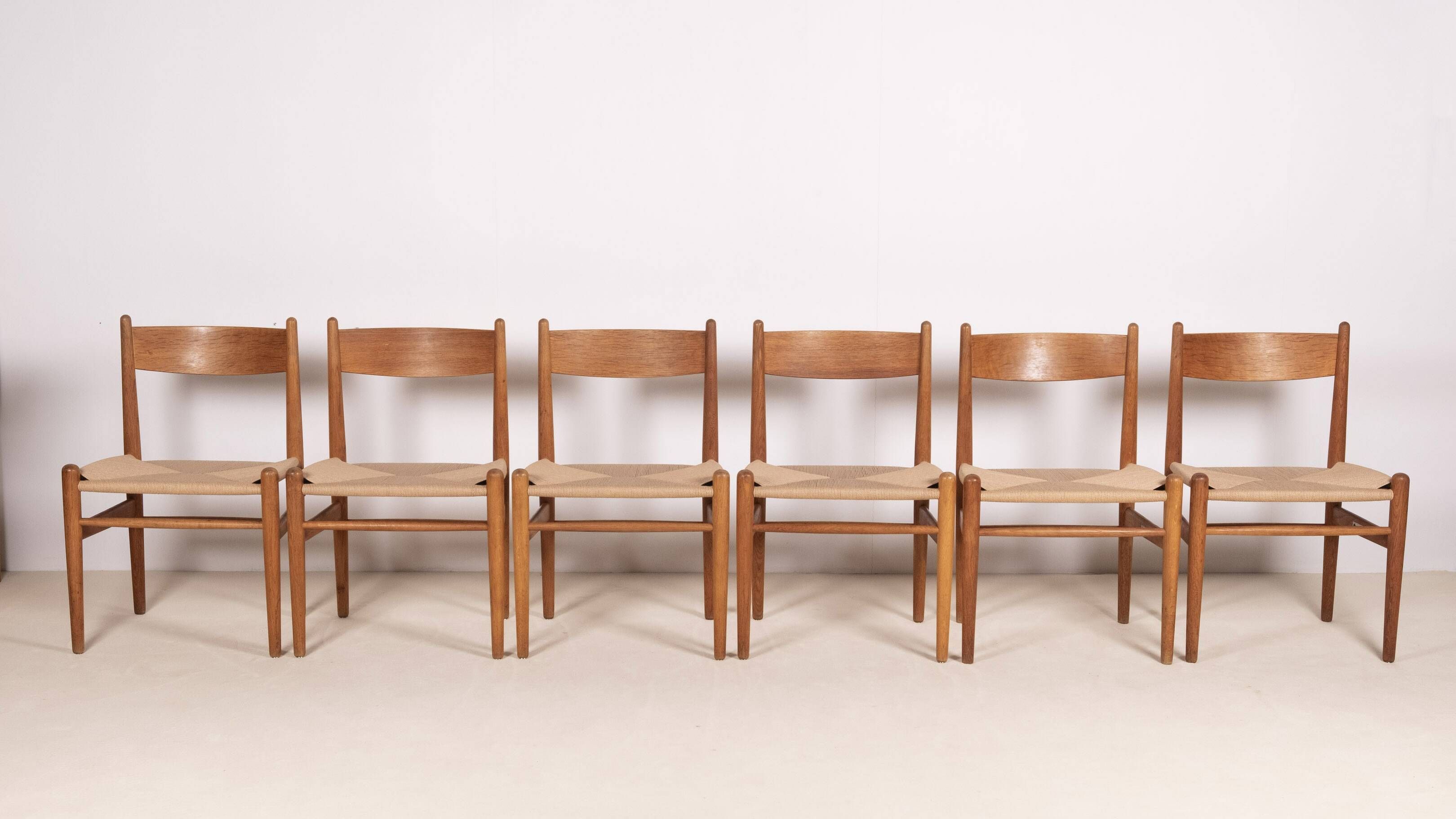 6x Hans J. Wegner Dining Chair CH36 in Oak, 1970s Denmark