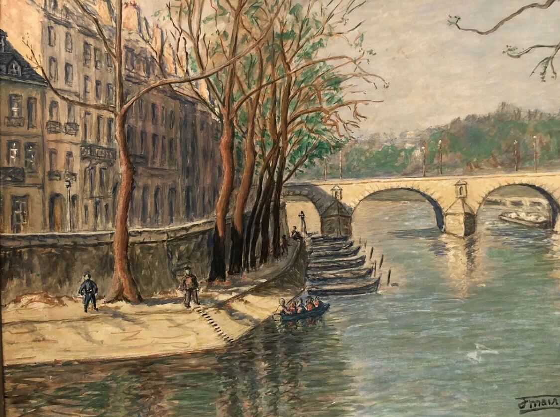Tableau peinture Paris Ile St Louis XXe