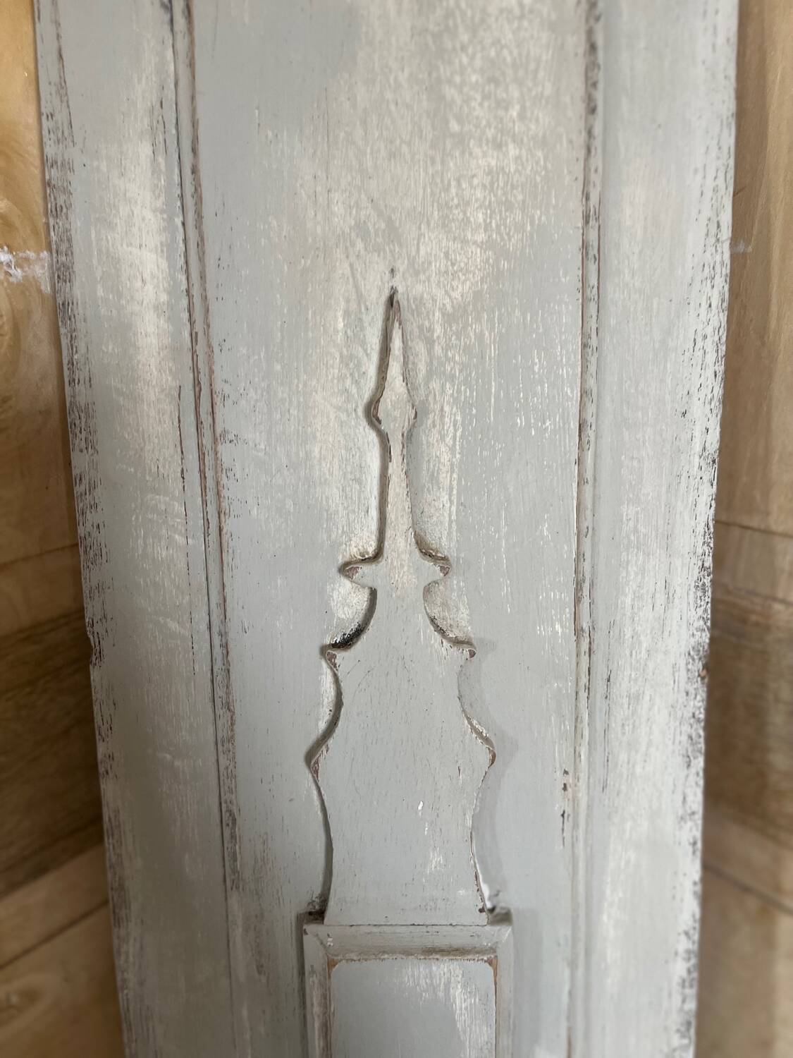 Old-fashioned patinated wooden pediment