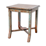 Burmese teak sofa end with original green patina