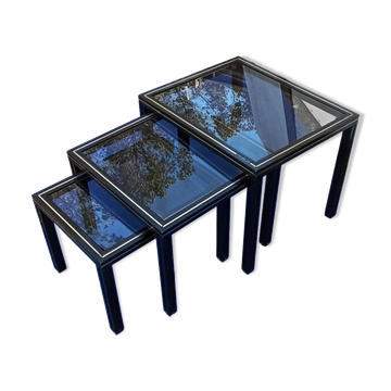Black nesting tables by Pierre Vandel