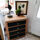 Chest of 4 drawers 40s feet compass raw wood and darjeling color