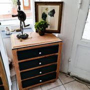 Chest of 4 drawers 40s feet compass raw wood and darjeling color