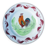 Assiette plate ancienne en céramique St Amand à décor de coq