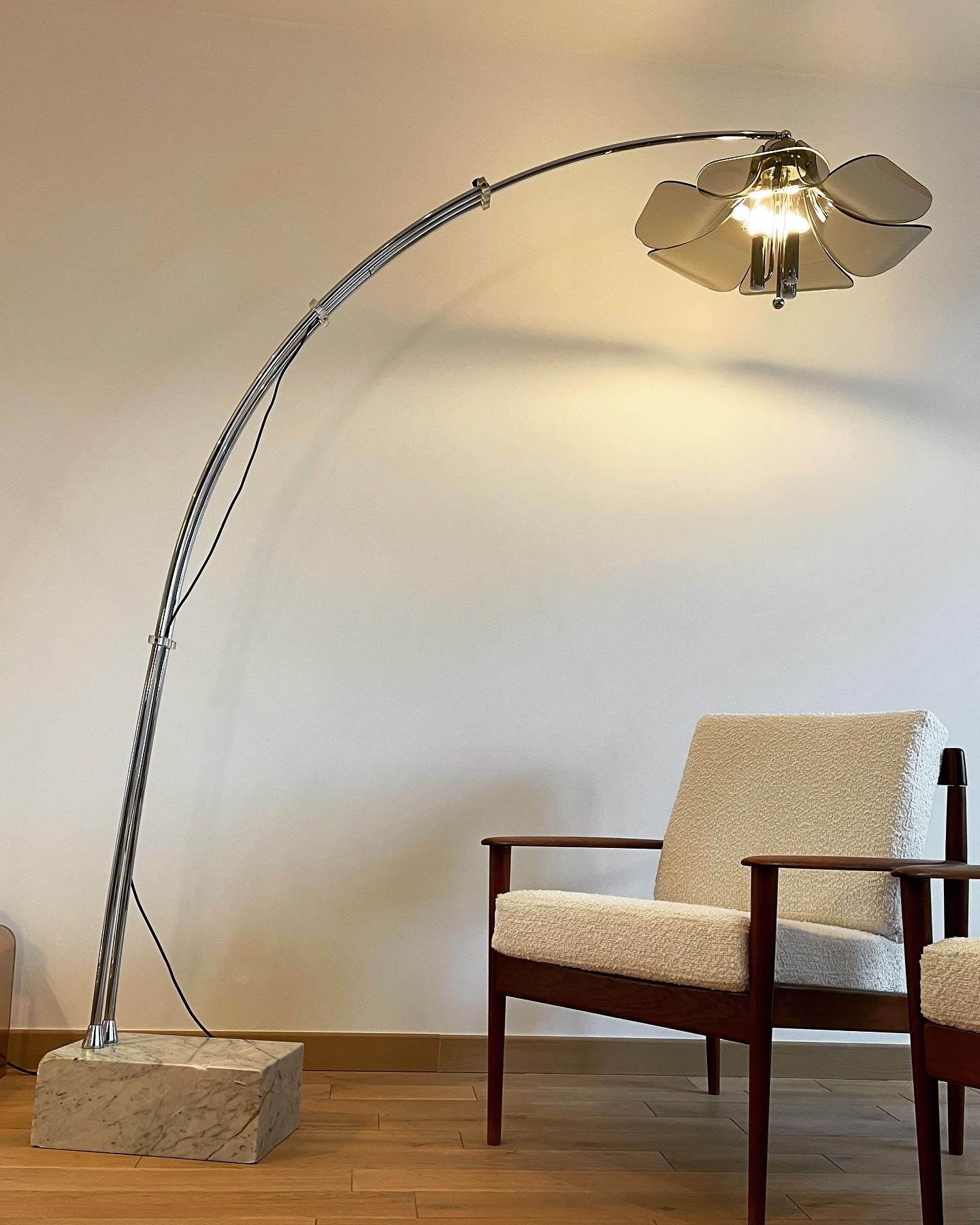 Floor lamp arc flower adjustable, italy, 1960