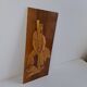 Mid-century Czech hand-carved wooden shepherd wall relief, 1960.