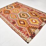 6x9 Colorful Handmade Geometric Kilim Rug, 182x283Cm