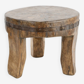 Low rustic wooden stools