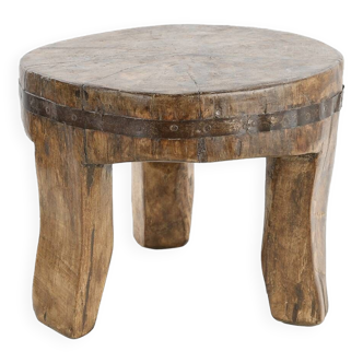 Low rustic wooden stools