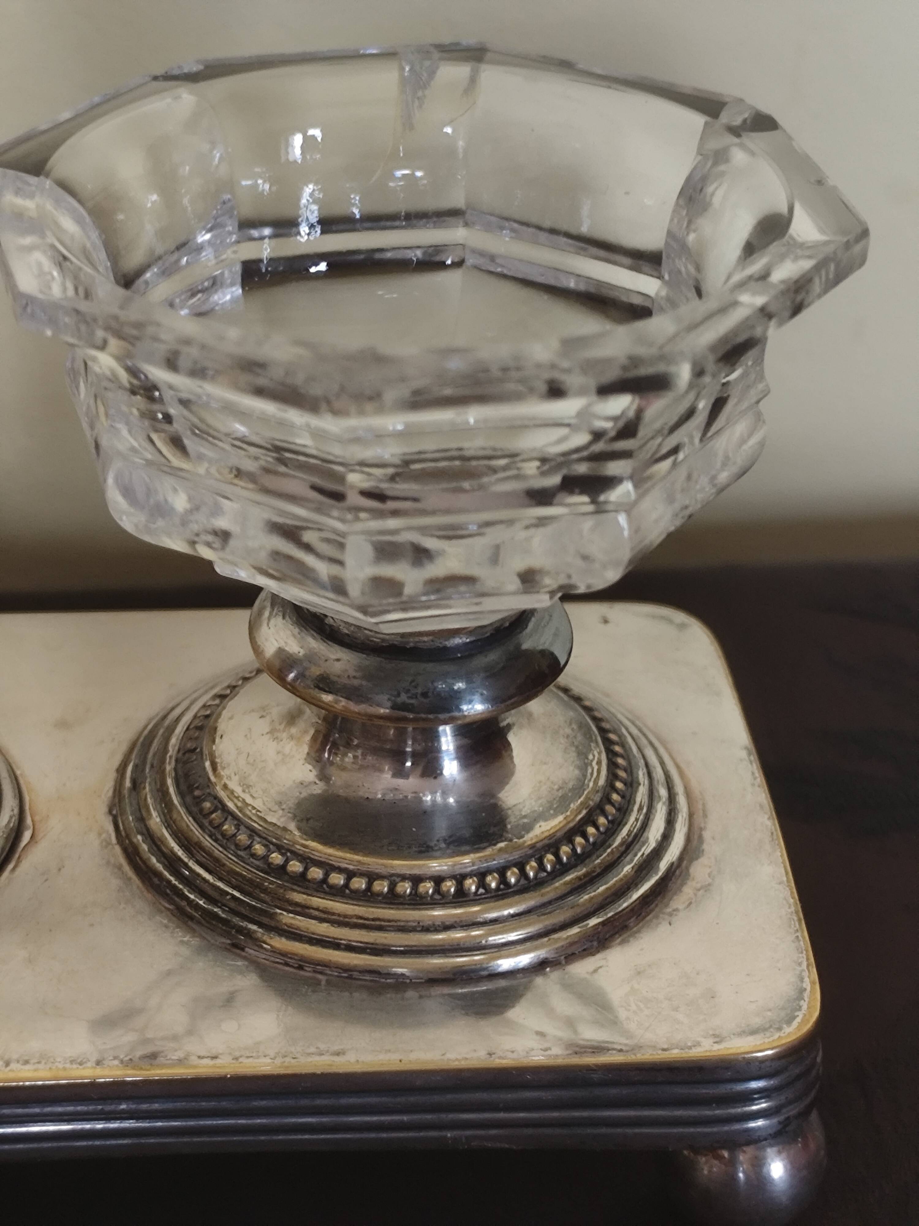 crystal and silver-plated metal salt and pepper shaker Christofle