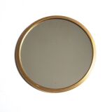 Round centerpiece tray in gold metal and mirror, 1950s