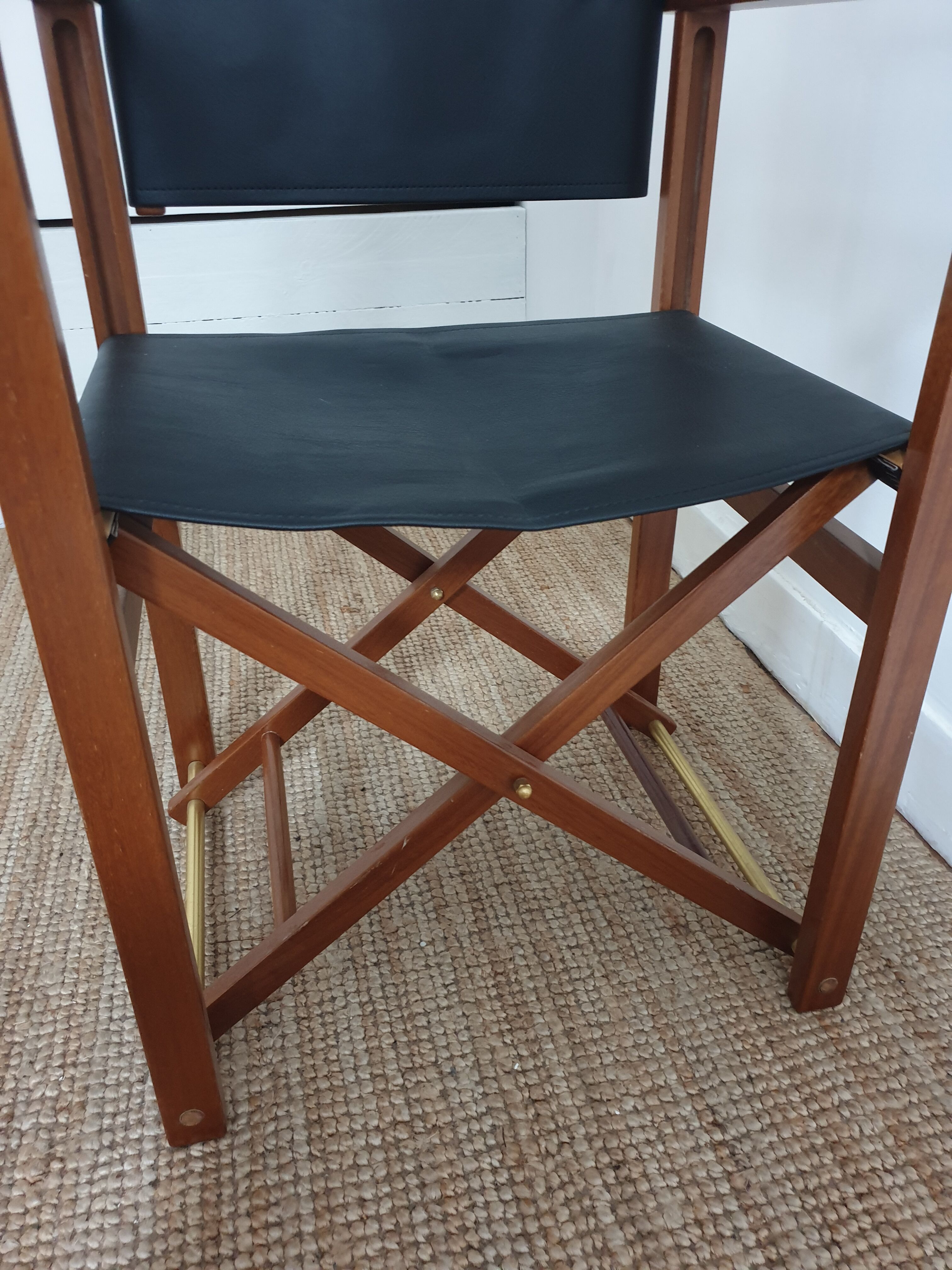 Chaise de directeur en bois et cuir