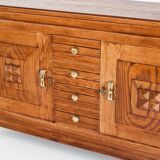 Solid oak Art Deco style sideboard, France, 1950s
