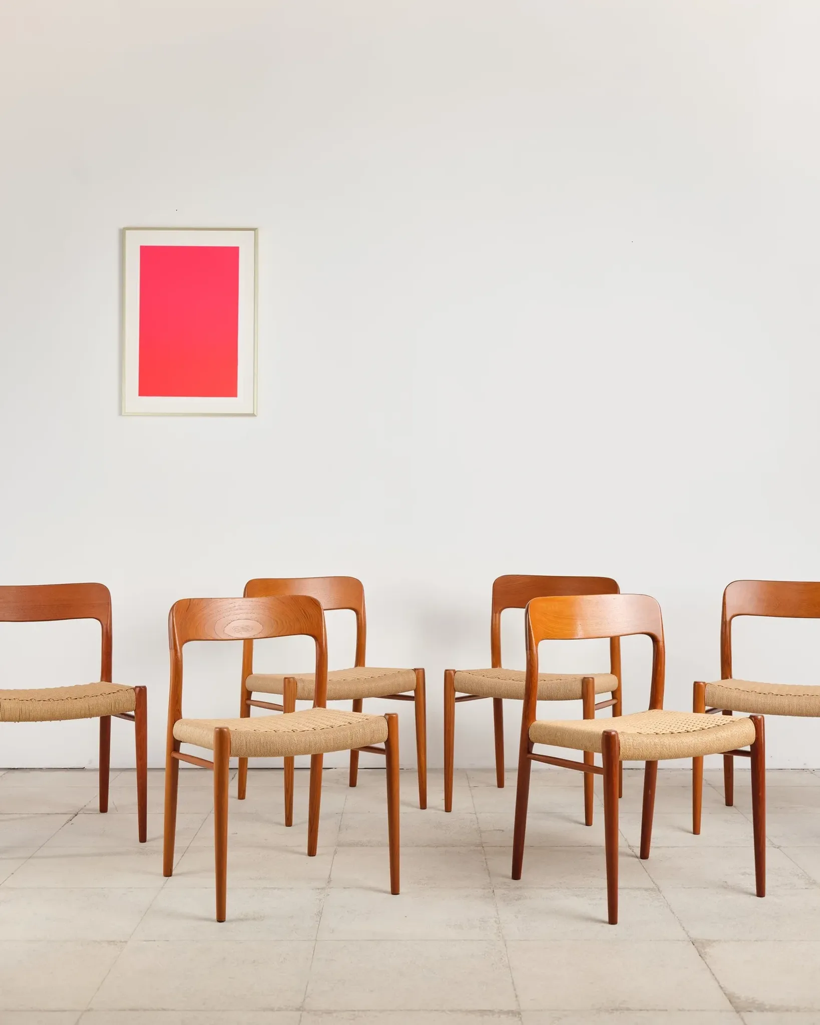 6 chairs model 75 in teak by Niels O. Møller, Denmark, 1950s