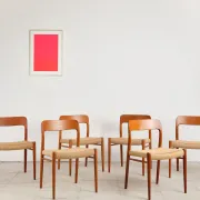 6 chairs model 75 in teak by Niels O. Møller, Denmark, 1950s