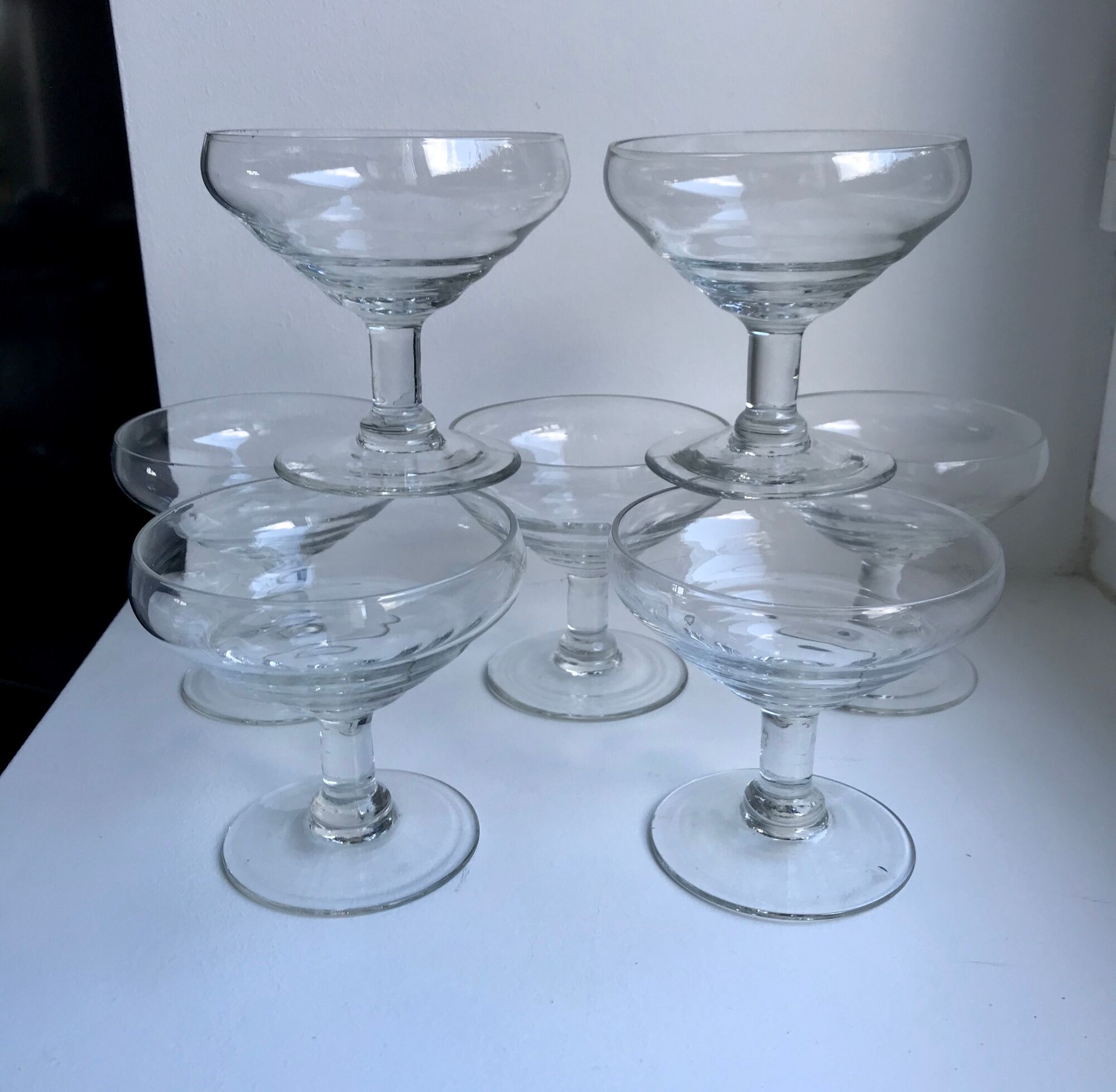 Set of 7 crystal champagne glasses 50s-60s