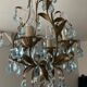Antique Italian chandelier with cage and blue tassels