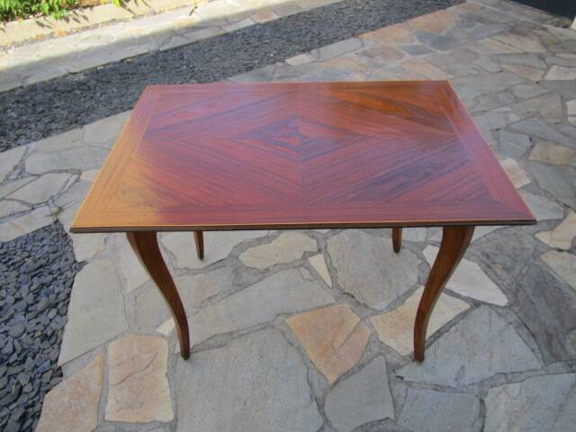 Antique inlaid opening side table