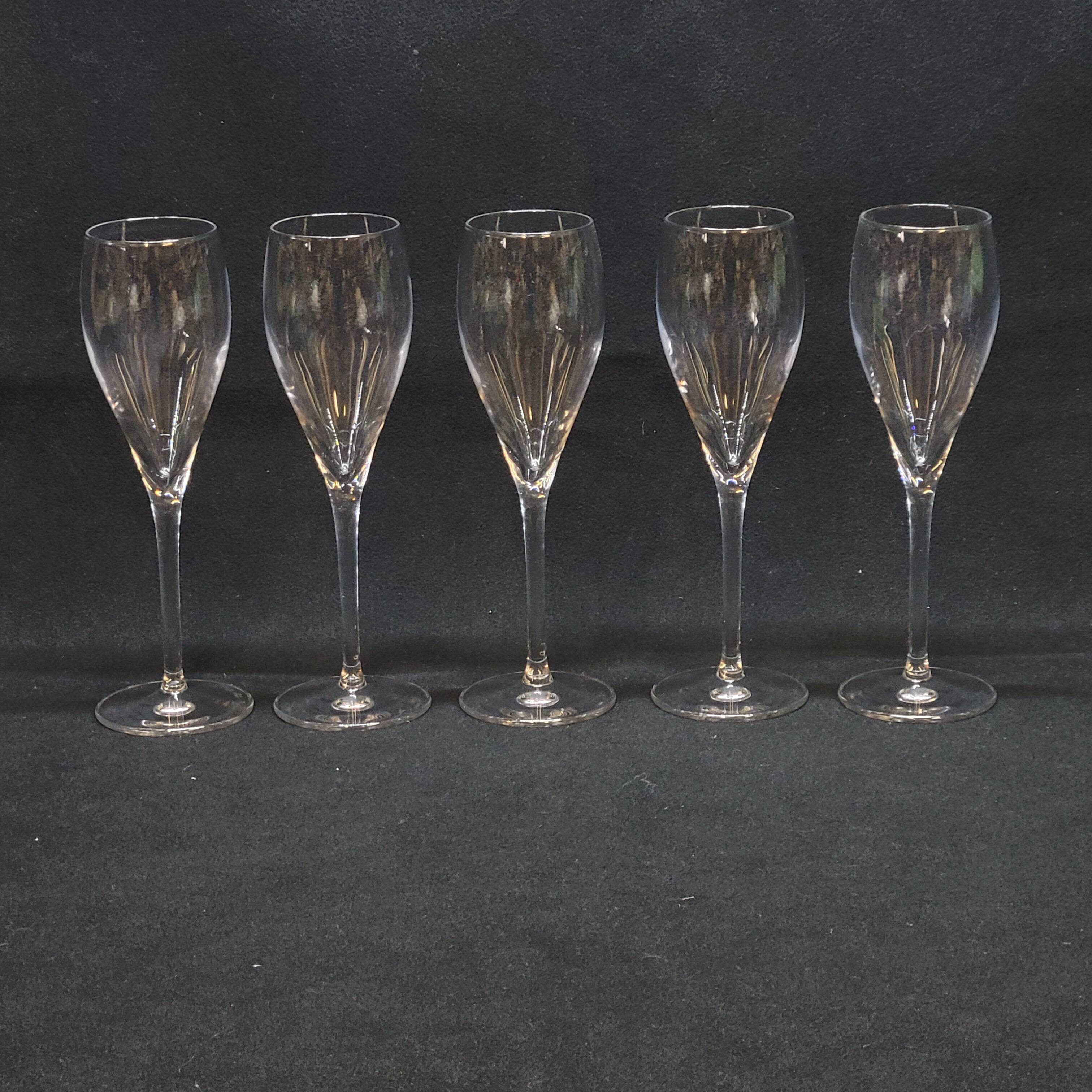5 Guy Degrenne Crystal Champagne Flutes
