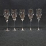 5 Flûtes À Champagne Guy Degrenne En Cristal