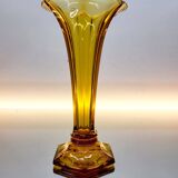 Val Saint Lambert Art deco vaas, serie Luxval model Américain M, amber