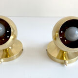 Pair Vintage Spot Wall Lamp, 60s. Brass Globe