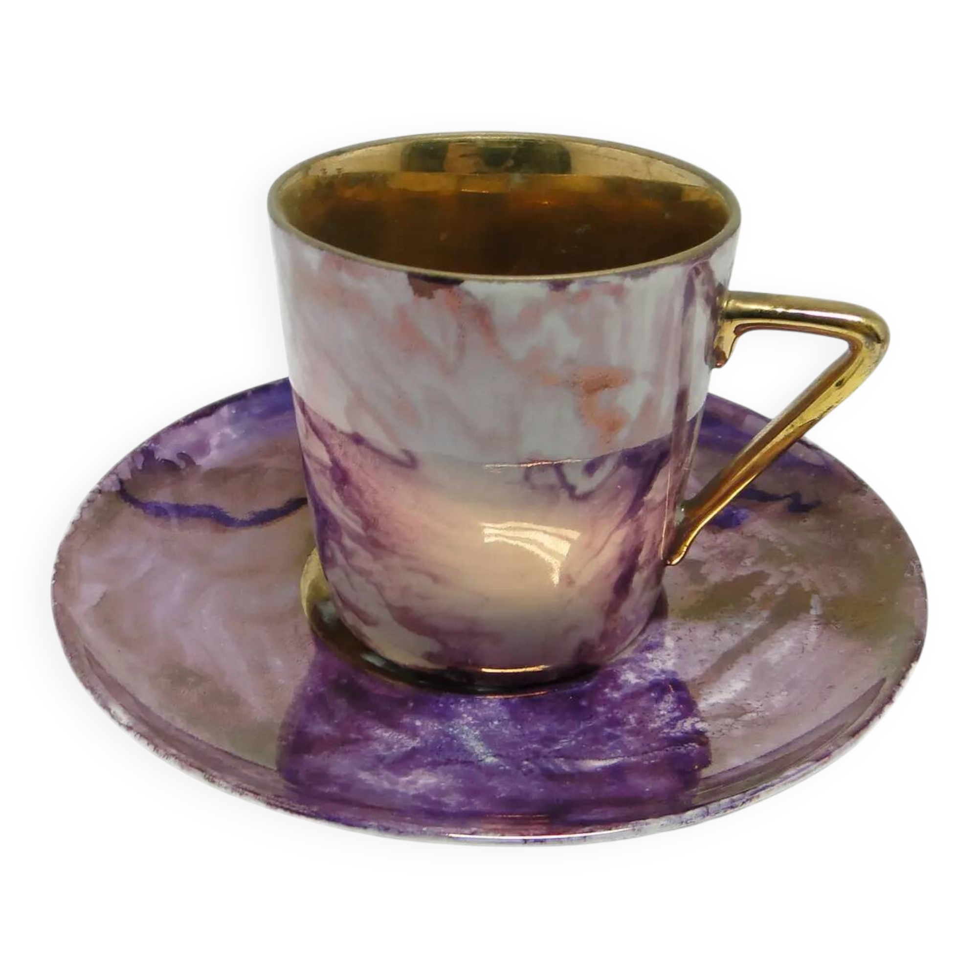 Cup and saucer, mid-century modern, porcelain, Poland, 1970s.