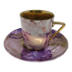 Cup and saucer, mid-century modern, porcelain, Poland, 1970s.