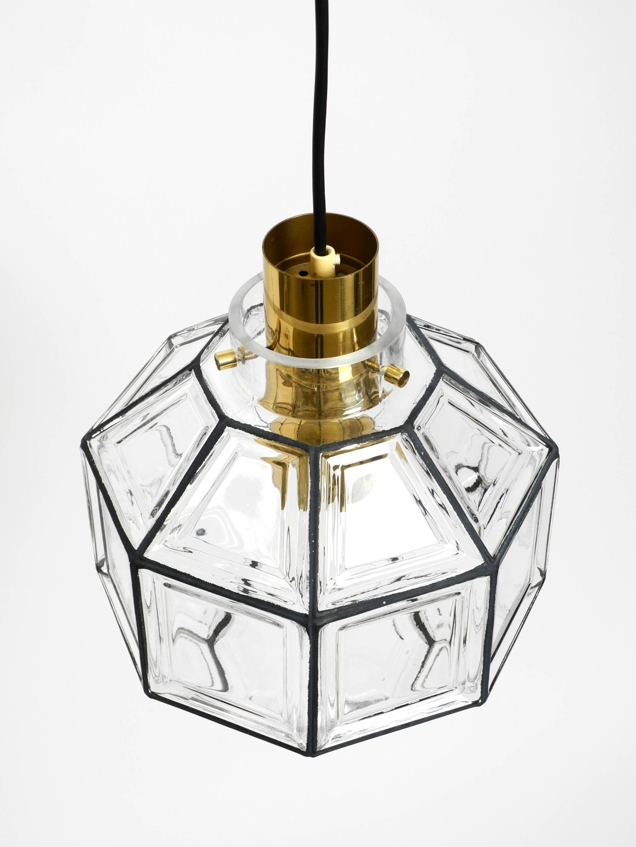 Beautiful rare original 60s  Limburg octagonal glass pendant lamp
