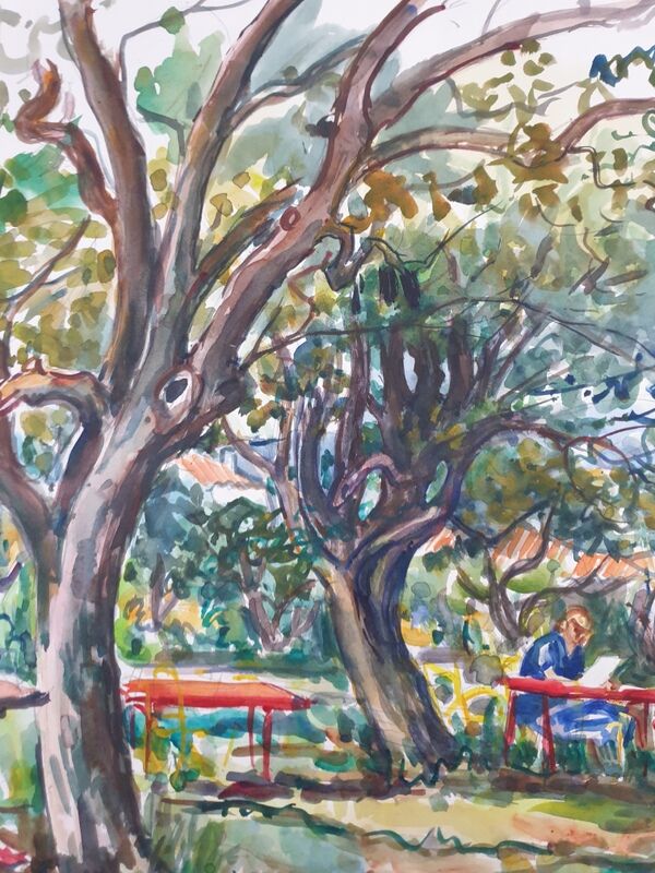 André Duculty (1912-1990) Watercolor on paper "Casteil (Pyrénées Orientales)" Located and dated