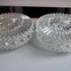 Pair of round vintage moulded glass ceiling lights.