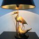 Heron lamp, golden brass animal style
