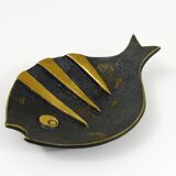 Brass fish ashtray by Walter Bosse, mid-century Herta Baller, Austria, 1950s.