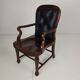 Victorian English Walnut & Leather Library Desk Chair